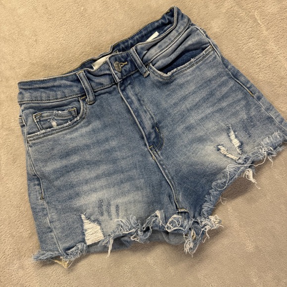 Vervet Shorts‎ Womens Small Wrenly Denim Shorts Frayed Hem Distressed Light Wash - Picture 1 of 12